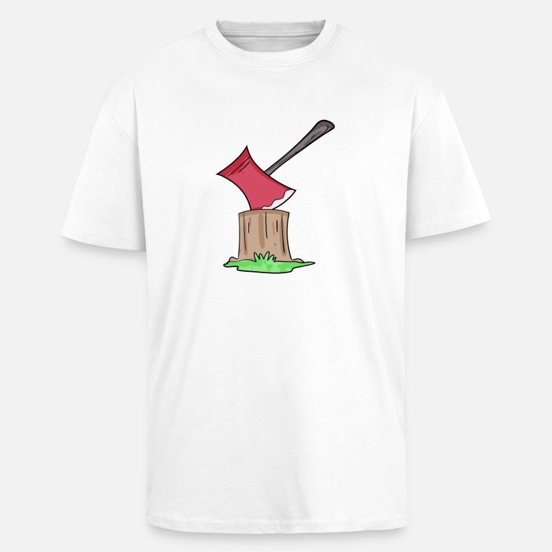 Bûcheron de hache - T-shirt unisexe oversize épais - blanc