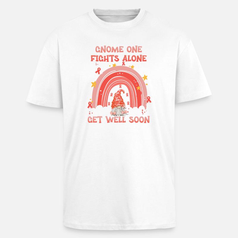Gnome One Fights Alone Gebärmutterkrebs - Oversized Heavyweight Unisex T-Shirt - Weiß