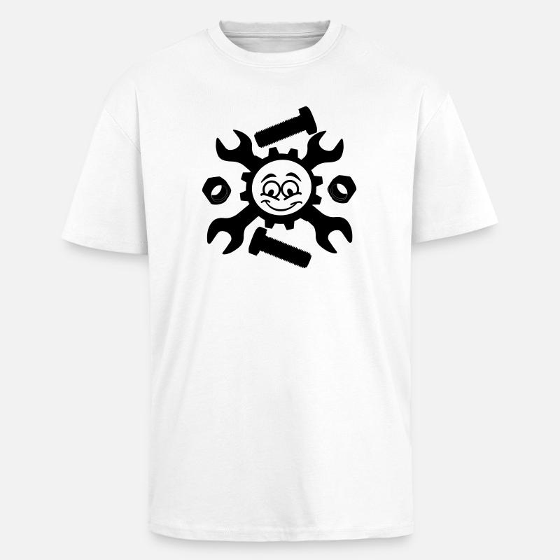 Mechanisches Gesicht - Oversized Heavyweight Unisex T-Shirt - Weiß