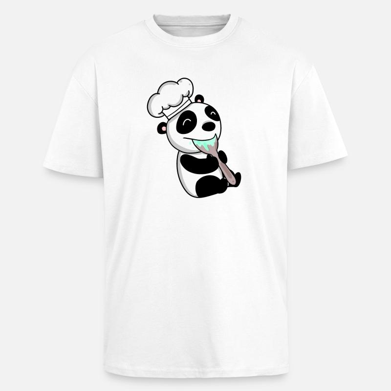 Panda Chef Mignon - T-shirt unisexe oversize épais - blanc