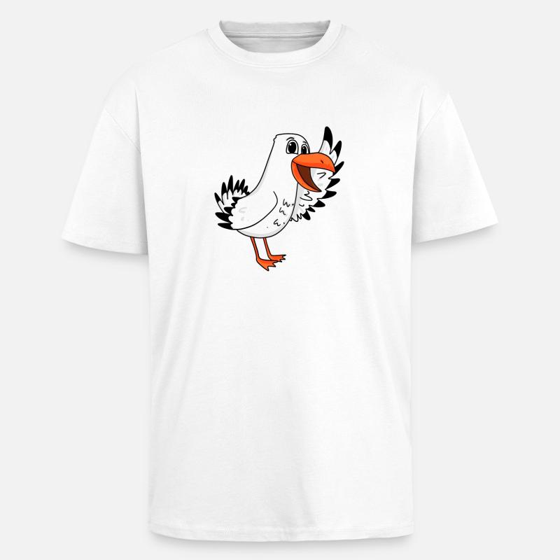 Seagull Welcome - Unisex Oversized Heavyweight T-shirt - white