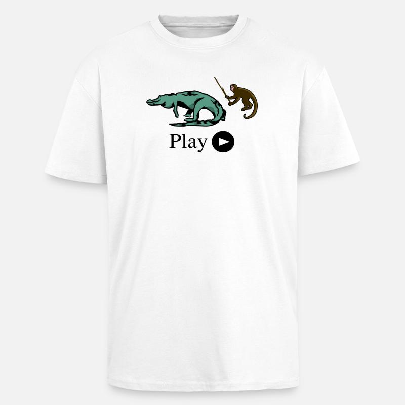 Affe und Krokodil - Oversized Heavyweight Unisex T-Shirt - Weiß