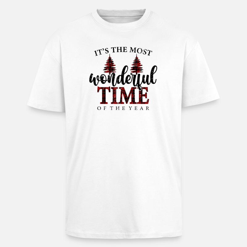 Zeit Plaid Bäume - Oversized Heavyweight Unisex T-Shirt - Weiß