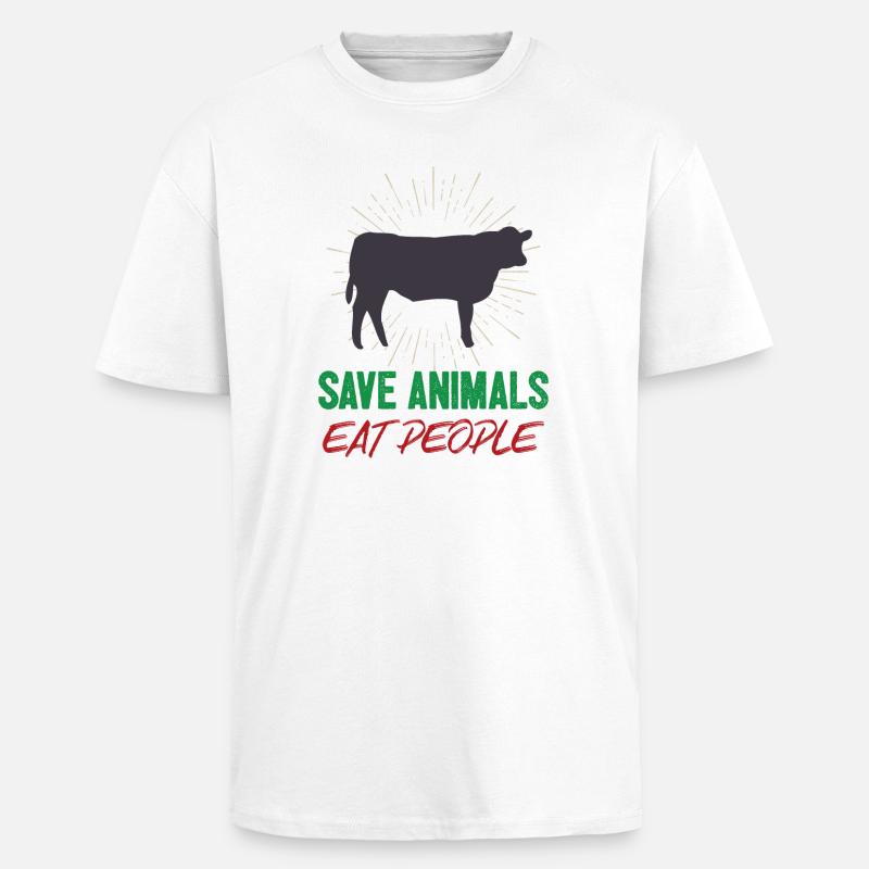Tiere retten Menschen essen - Oversized Heavyweight Unisex T-Shirt - Weiß