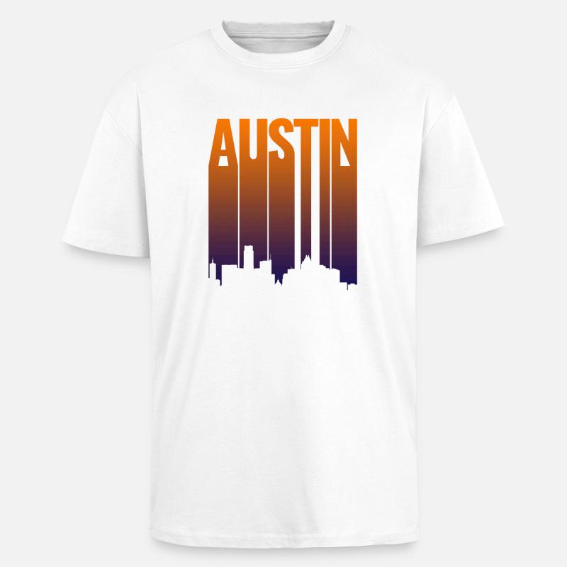 Austin Skyline Gradient - Unisex Oversized Heavyweight T-shirt - white