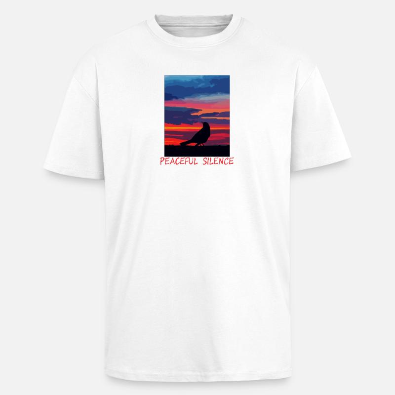 Vogel am Abendhimmel Frieden - Oversized Heavyweight Unisex T-Shirt - Weiß
