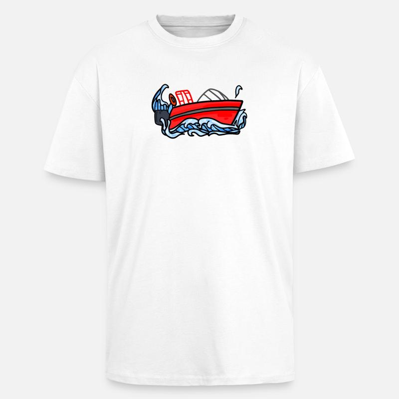 Feuerwehr Boot - Oversized Heavyweight Unisex T-Shirt - Weiß