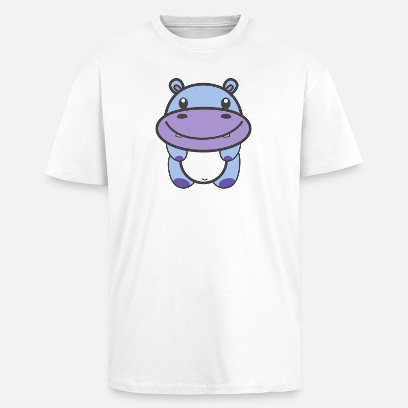 Niedliches Nilpferd Kawaii - Oversized Heavyweight Unisex T-Shirt - Weiß