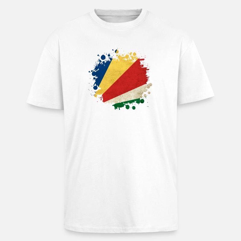 Seychellen Klecks Flaggen Design - Oversized Heavyweight Unisex T-Shirt - Weiß