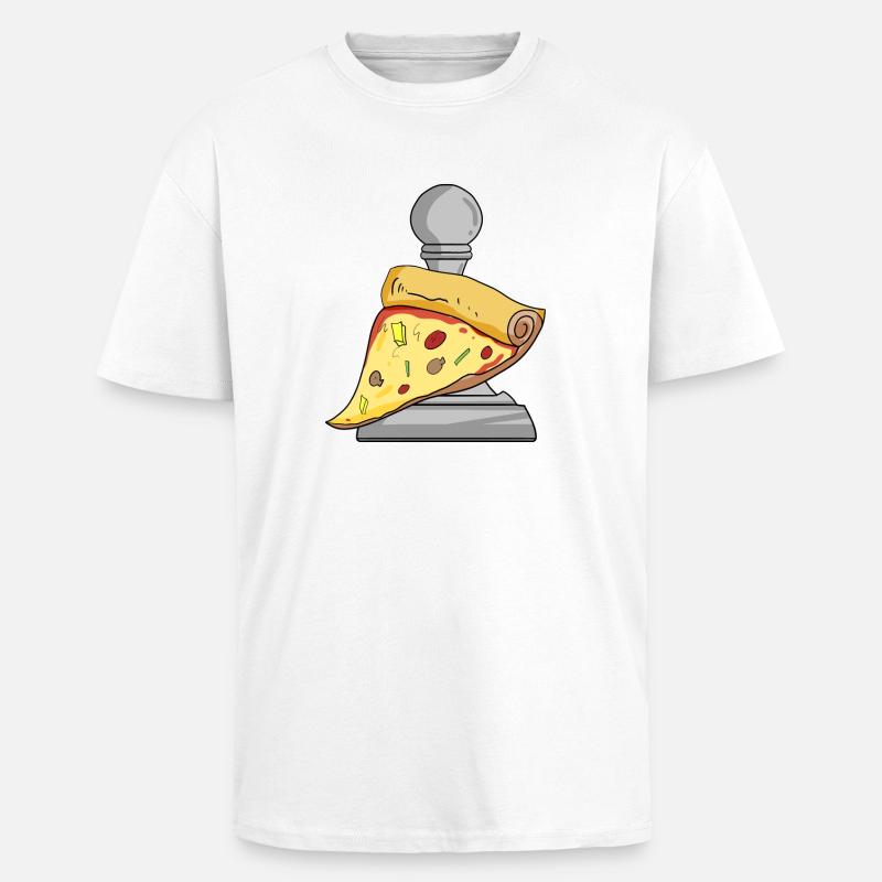 Échecs et pizza - T-shirt unisexe oversize épais - blanc
