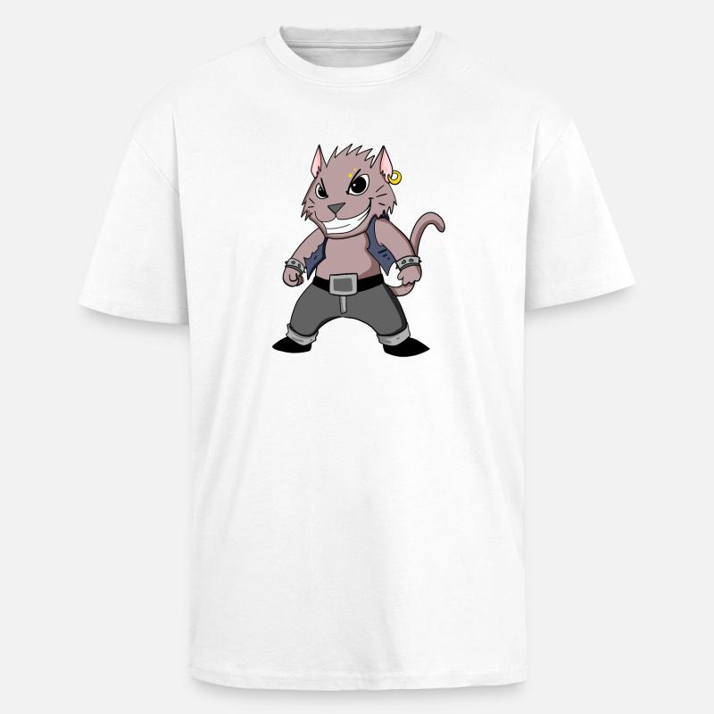 Chat cool - T-shirt unisexe oversize épais - blanc