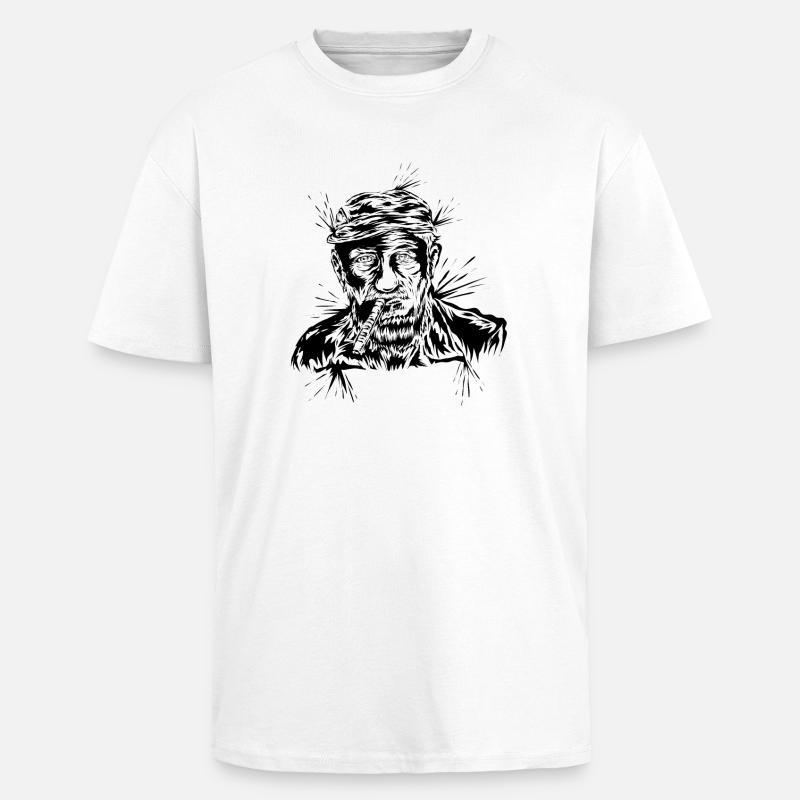 Opa mit Zigarre - Oversized Heavyweight Unisex T-Shirt - Weiß