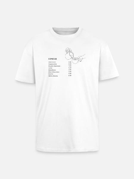 Kaffeekarte - Oversized Heavyweight Unisex T-Shirt - Weiß