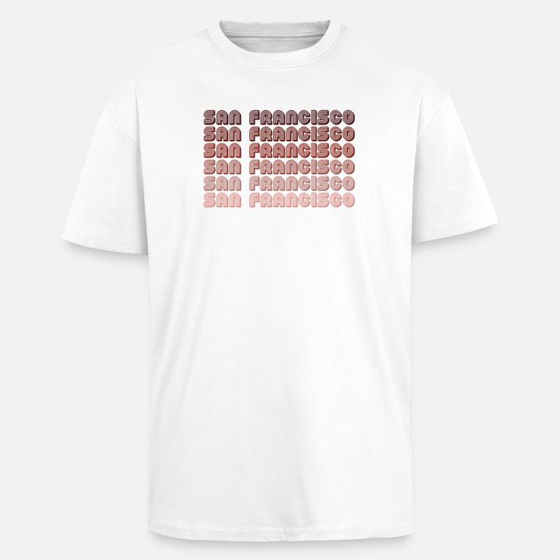 San Francisco Grid Gradient Pattern - Unisex Oversized Heavyweight T-shirt - white