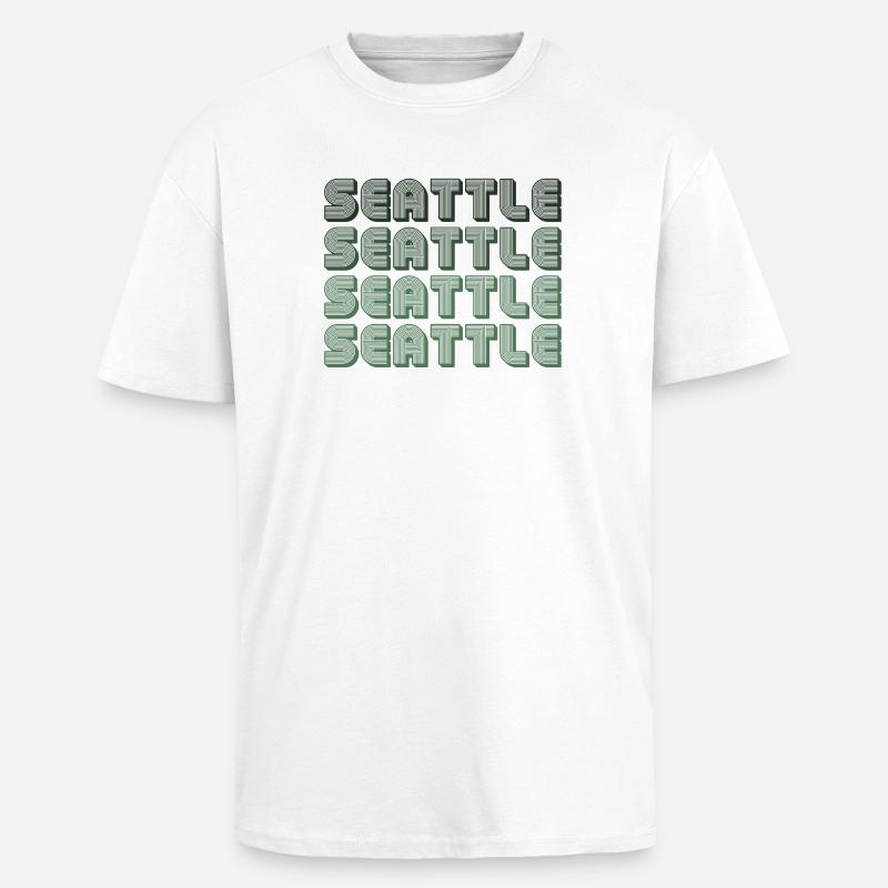 Seattle Blockgrid Pattern - Unisex Oversized Heavyweight T-shirt - white
