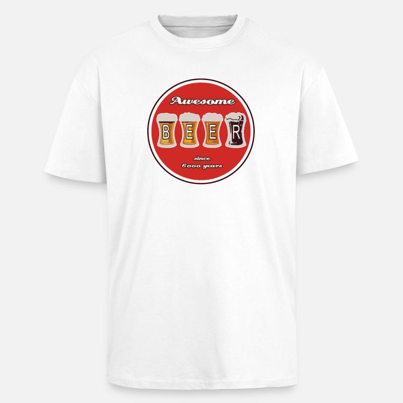 Beer Logo - Oversized Heavyweight Unisex T-Shirt - Weiß