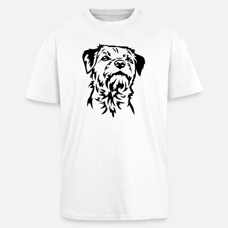 Border Terrier Kopf - Oversized Heavyweight Unisex T-Shirt - Weiß