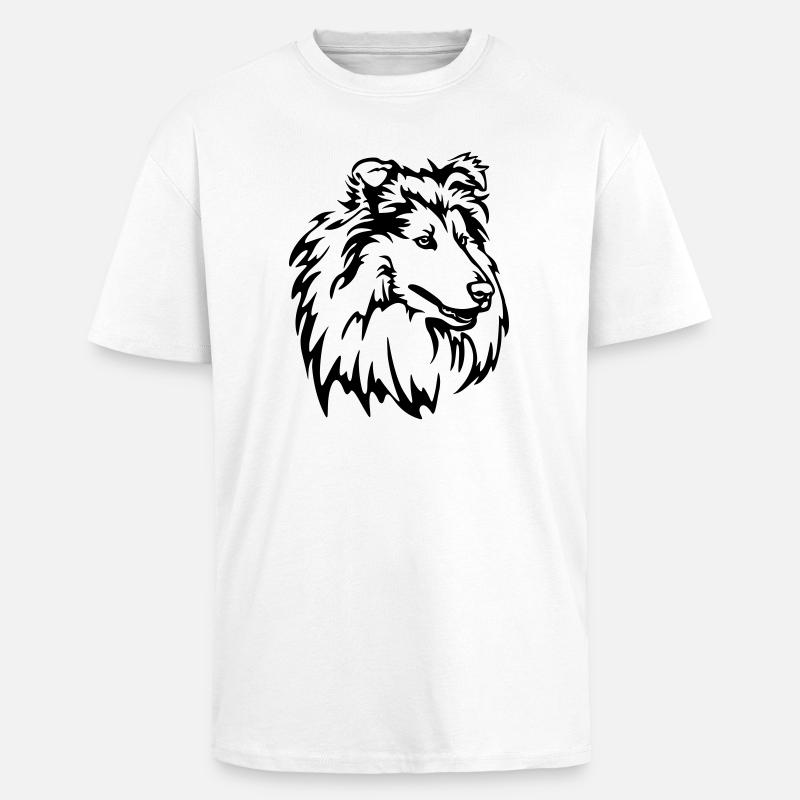 Collie Kopf - Oversized Heavyweight Unisex T-Shirt - Weiß
