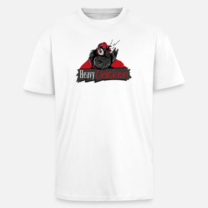 Heavy Chicken - Oversized Heavyweight Unisex T-Shirt - Weiß