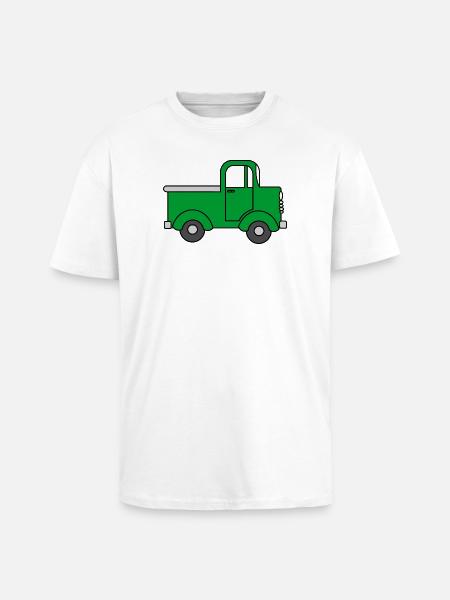 Camion vert joyeux, voiture jouet - T-shirt unisexe oversize épais - blanc