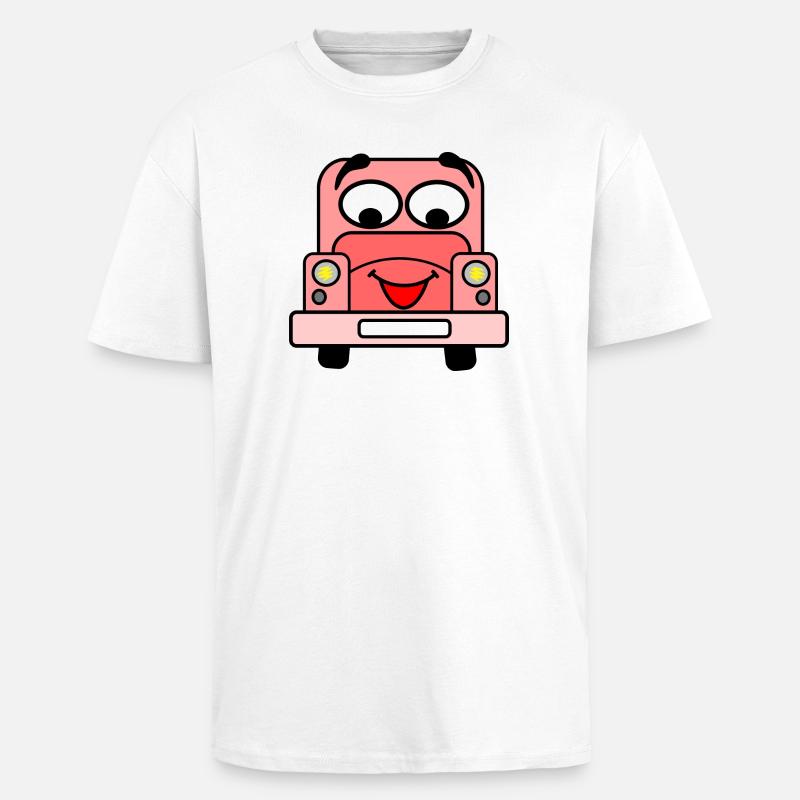 Fröhliches Auto mit Gesicht rosa - Oversized Heavyweight Unisex T-Shirt - Weiß