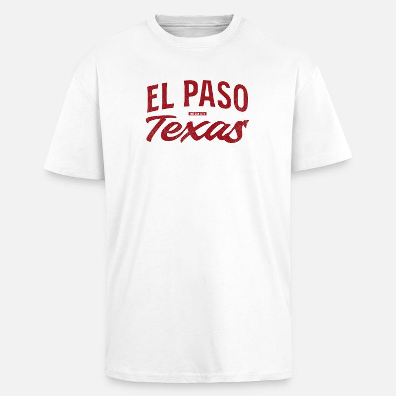 El Paso Texas Retro Script - Unisex Oversized Heavyweight T-shirt - white