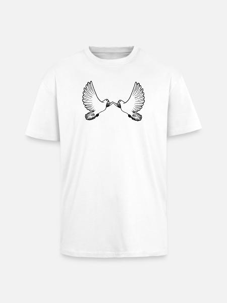 Two pigeons transparent - Unisex Oversized Heavyweight T-shirt - white