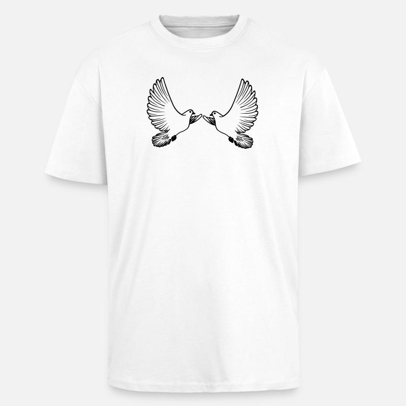 Zwei Tauben transparent - Oversized Heavyweight Unisex T-Shirt - Weiß