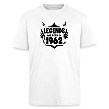 1962 - Né en 1962 - T-shirt unisexe oversize épais - blanc - Devant - Alina (178cm) & Michal (187cm)
