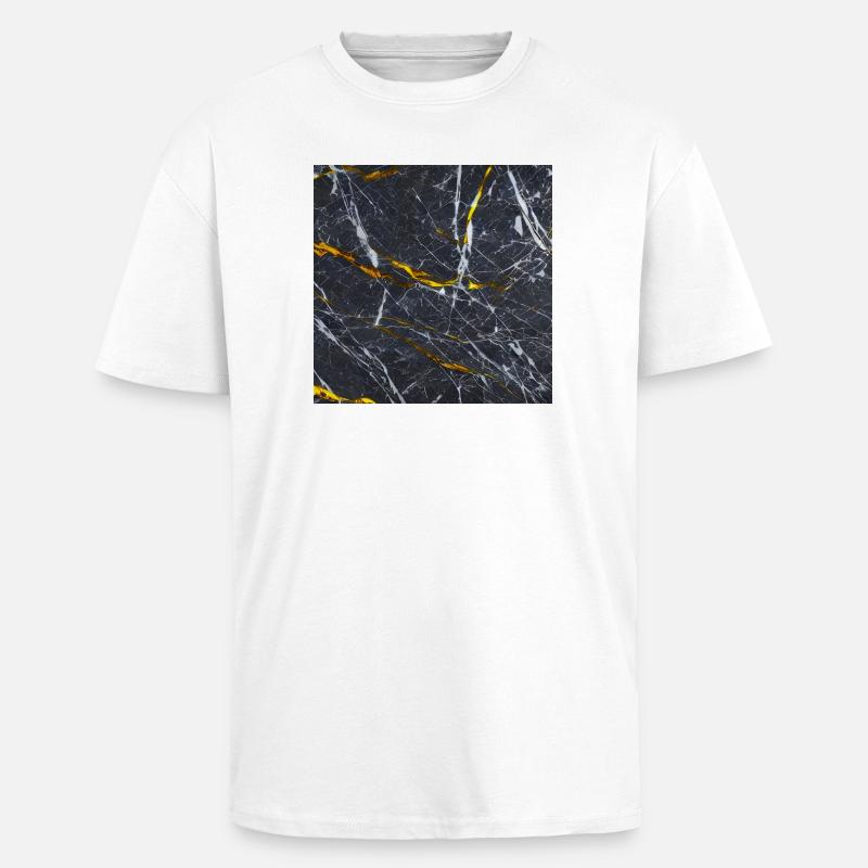 Marbre Texture Or Noir - T-shirt unisexe oversize épais - blanc
