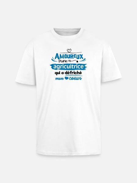 Amoureux d'une agricultrice - T-shirt unisexe oversize épais - blanc