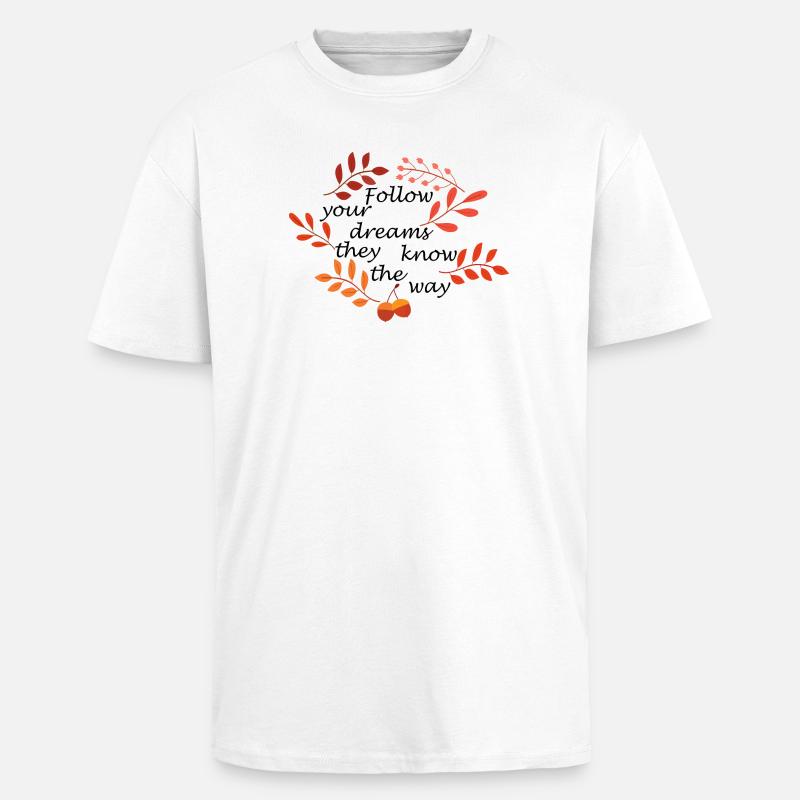 Herbstlaub und Eicheln Muster - Oversized Heavyweight Unisex T-Shirt - Weiß