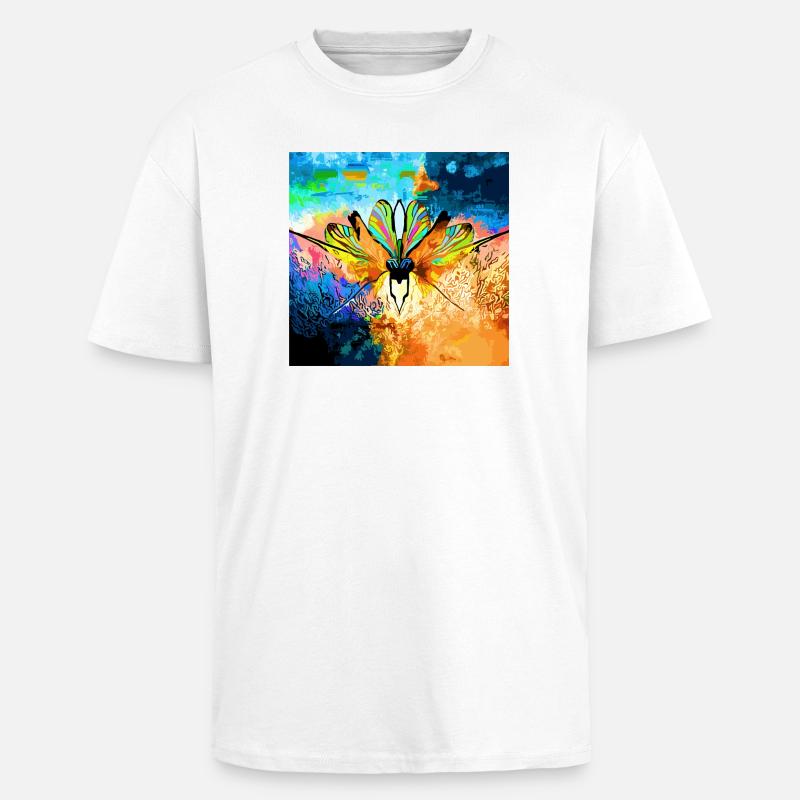 Bunter Falter im Farbmeer - Oversized Heavyweight Unisex T-Shirt - Weiß