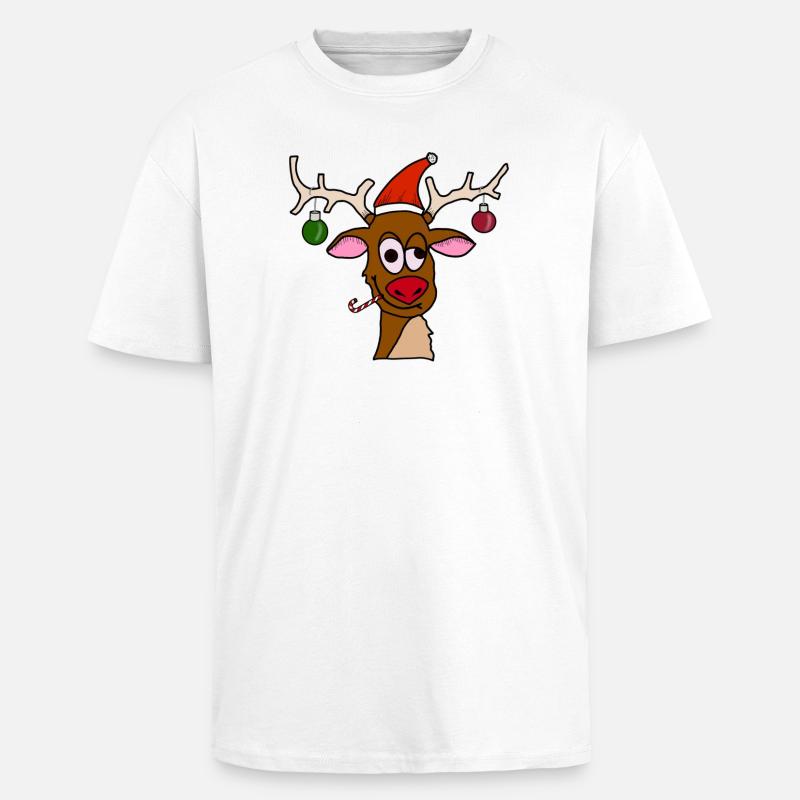 Drunk Reindeer - Oversized Heavyweight Unisex T-Shirt - Weiß