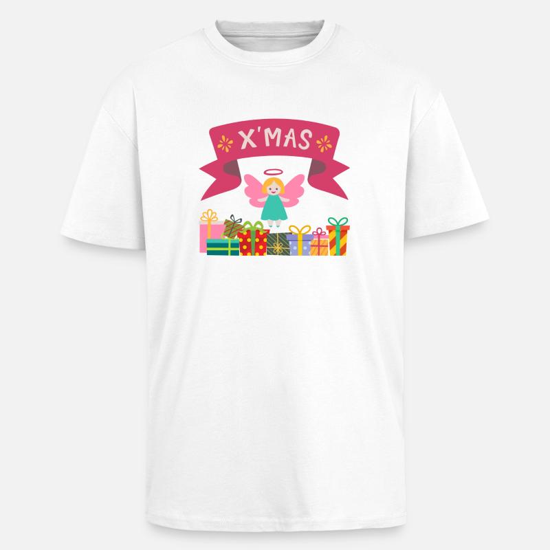 XMAS Engel mit Geschenken - Oversized Heavyweight Unisex T-Shirt - Weiß