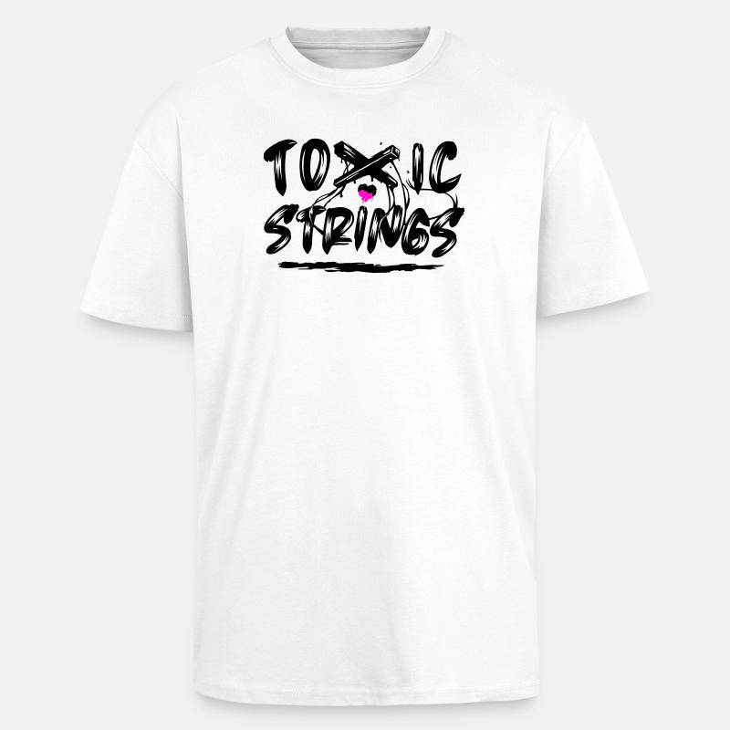 Toxic Strings 2 Colour - Unisex Oversized Heavyweight T-shirt - white