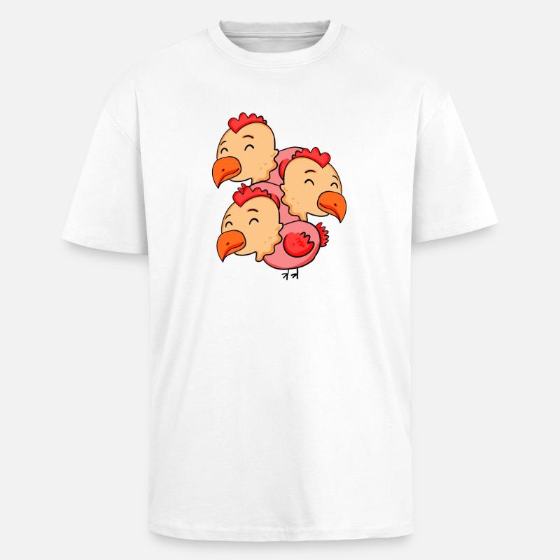 Poulets mignons - Poulet - T-shirt unisexe oversize épais - blanc