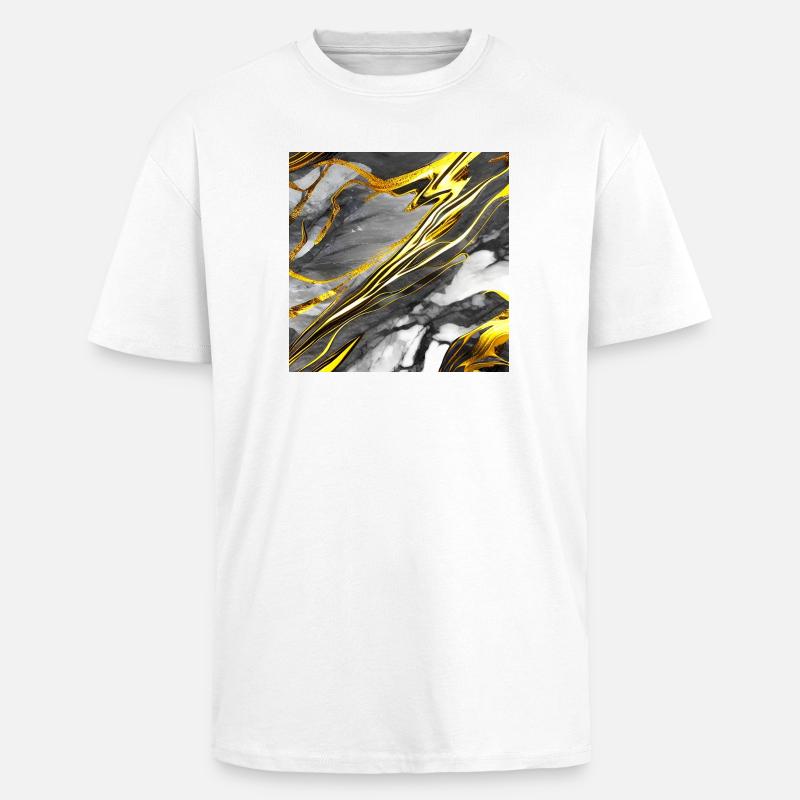 Marbre Texture Or Noir - T-shirt unisexe oversize épais - blanc