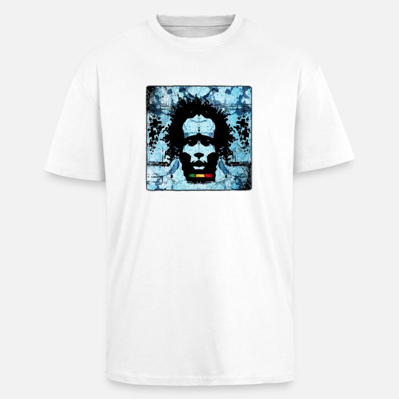 Portrait d’homme reggae avec style graffiti - T-shirt unisexe oversize épais - blanc