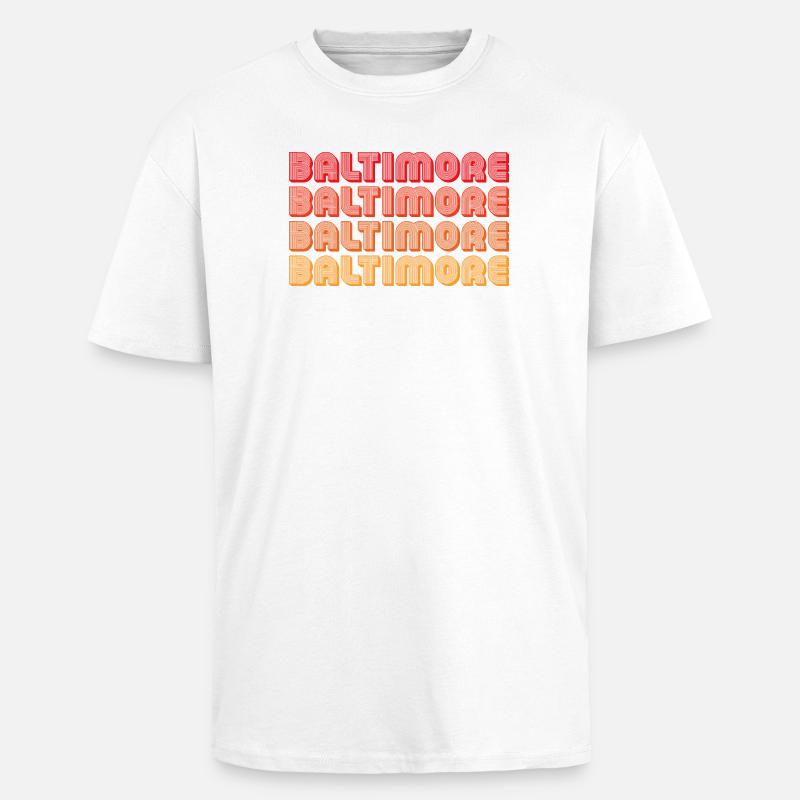 Baltimore Neon Gradient Repeats - Unisex Oversized Heavyweight T-shirt - white