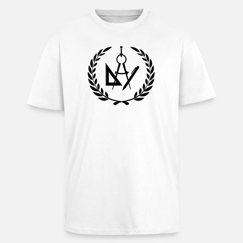 Architekten- oder Designerwerkzeuge im Lorbeerkranz - Oversized Heavyweight Unisex T-Shirt - Weiß