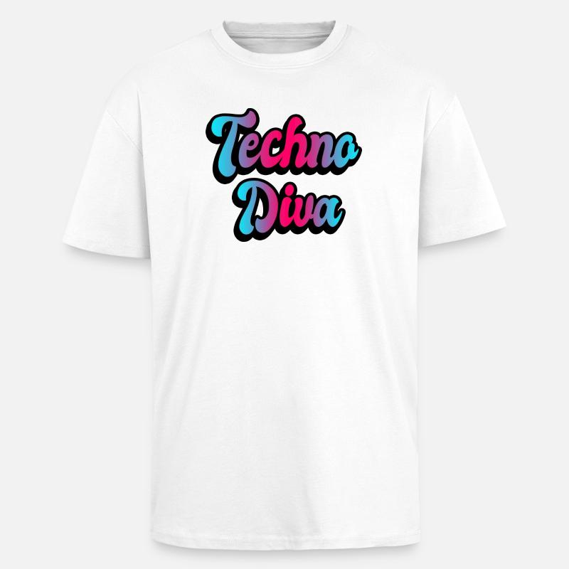 Techno Diva - Oversized Heavyweight Unisex T-Shirt - Weiß
