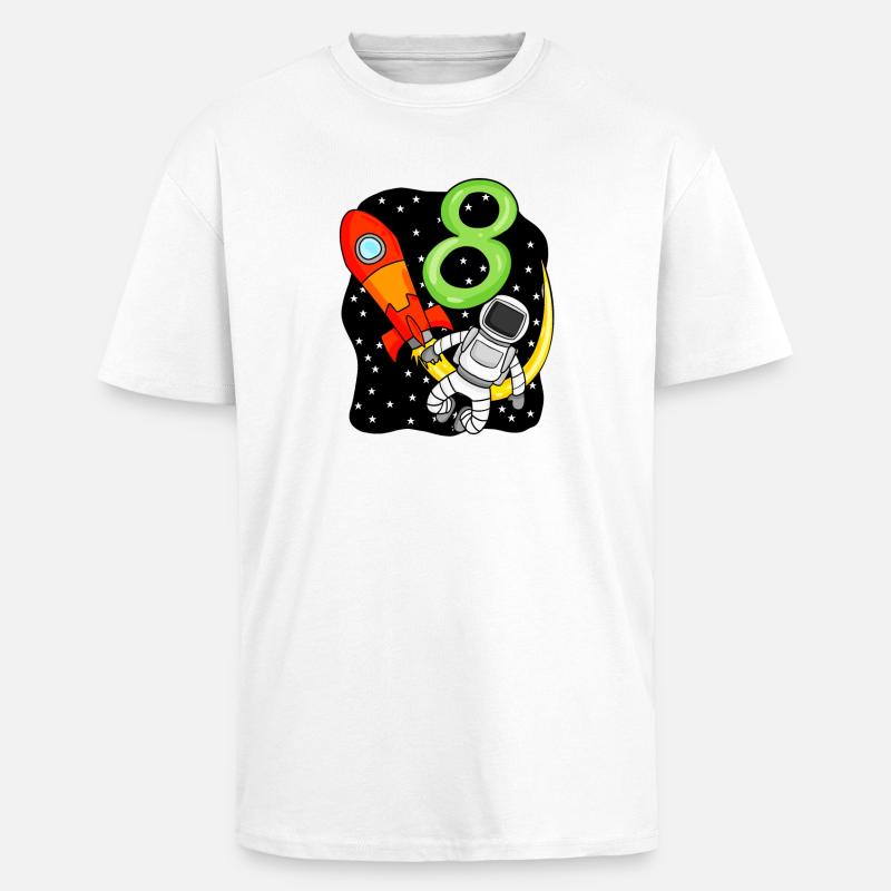 8 ans Jeune astronaute - T-shirt unisexe oversize épais - blanc