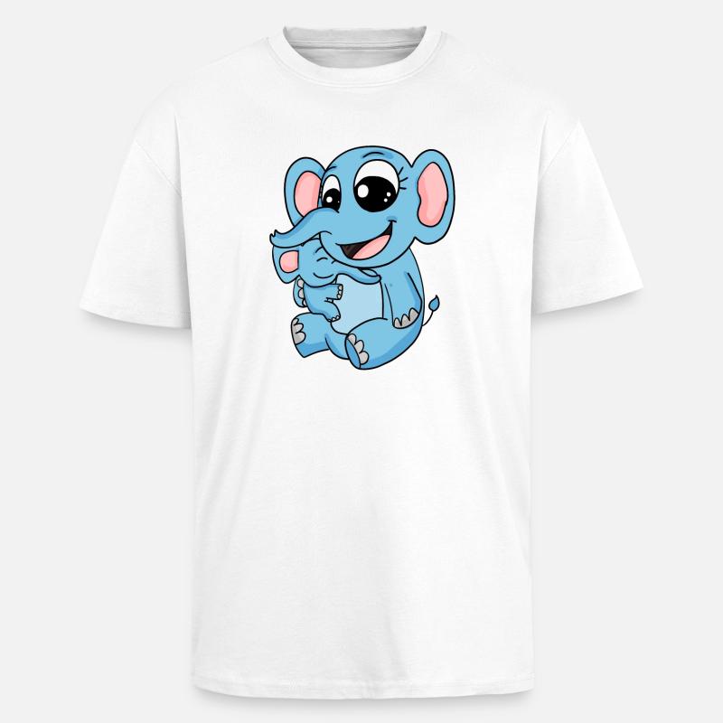Famille - Eléphant avec bébé éléphant - T-shirt unisexe oversize épais - blanc