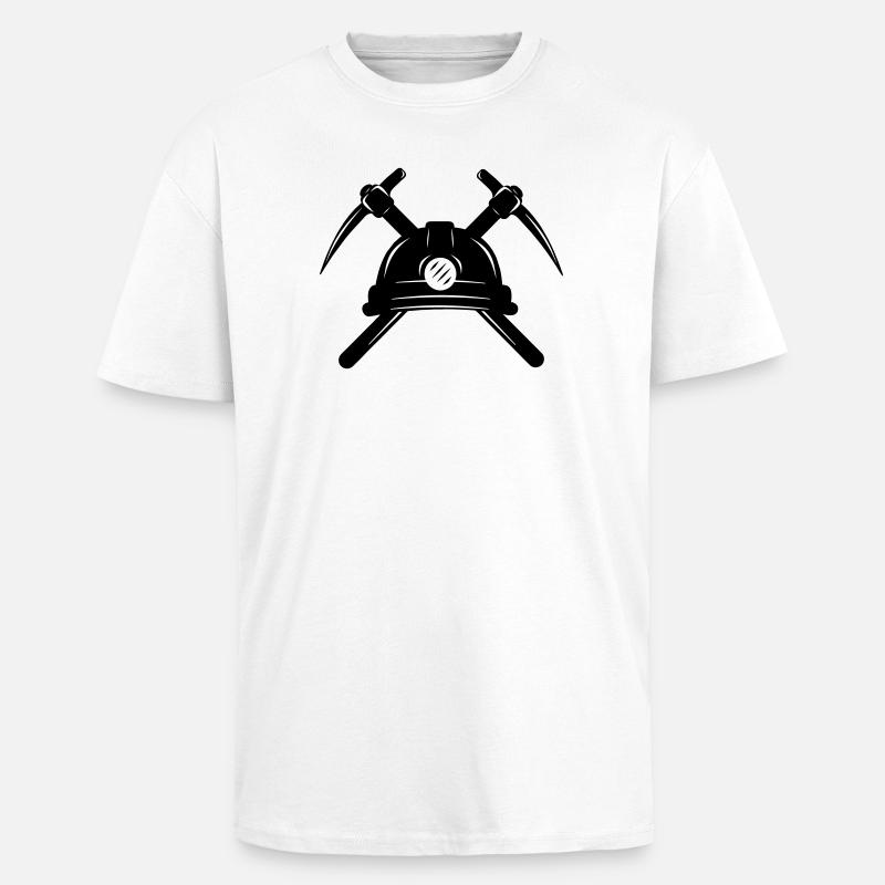 Zwei Spitzhacken mit Helm gekreuzt - Oversized Heavyweight Unisex T-Shirt - Weiß