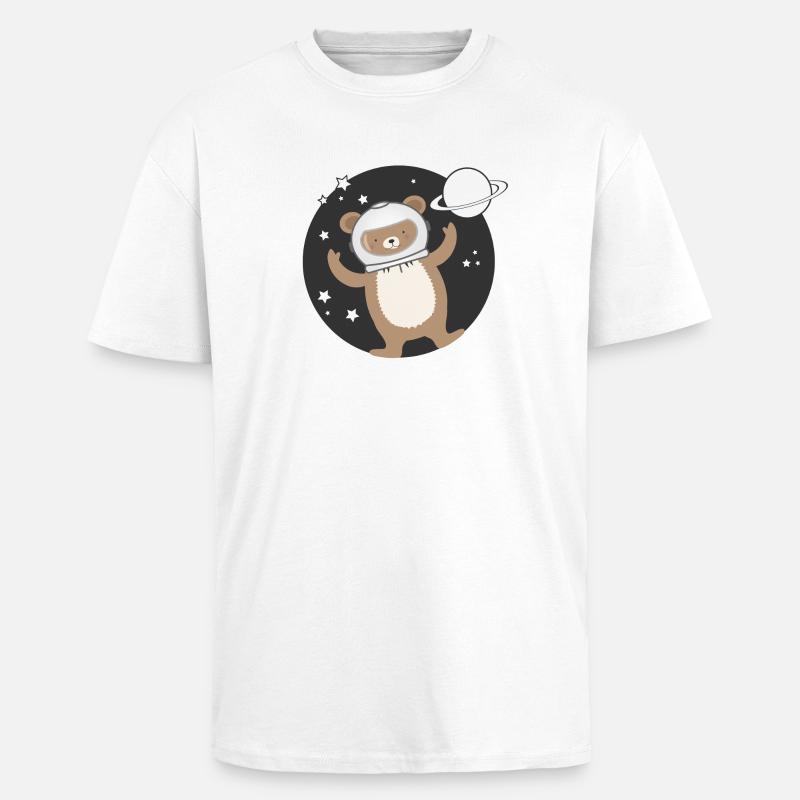 niedlicher Astronauten Bär im comic Stil - Oversized Heavyweight Unisex T-Shirt - Weiß
