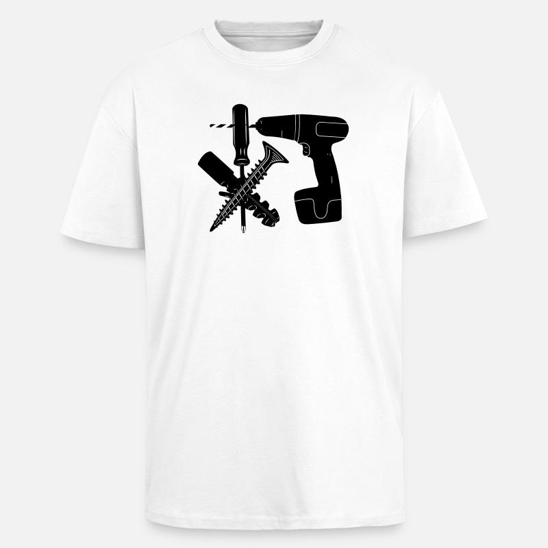 Screw and plug drill - Unisex Oversized Heavyweight T-shirt - white