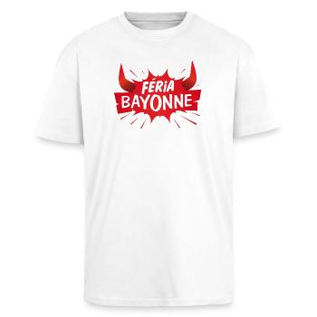 Féria de Bayonne ! Festayre - T-shirt unisexe oversize épais - blanc - Devant - Alina (178cm) & Michal (187cm)