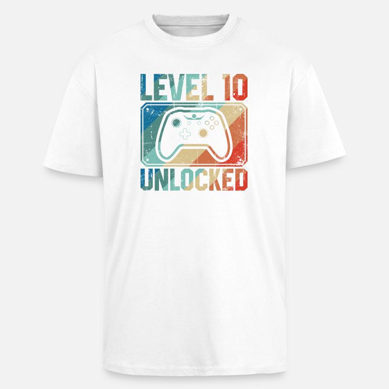 Level 10 Unlocked Controller - Unisex Oversized Heavyweight T-shirt - white