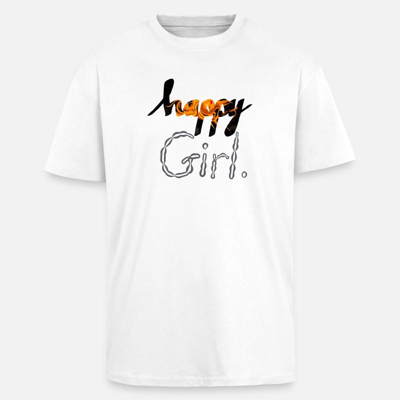 fille heureuse - T-shirt unisexe oversize épais - blanc